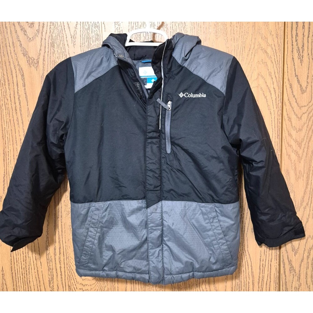 Columbia Boys Ultra Warm Black & Gray Puffer Thermal Jacket With Hood Size 6